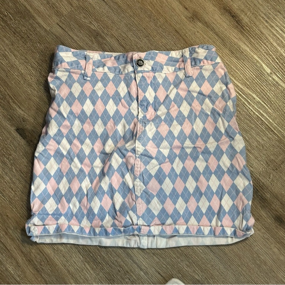 RARE Dickies Pink and Blue Argyle Mini Skirt